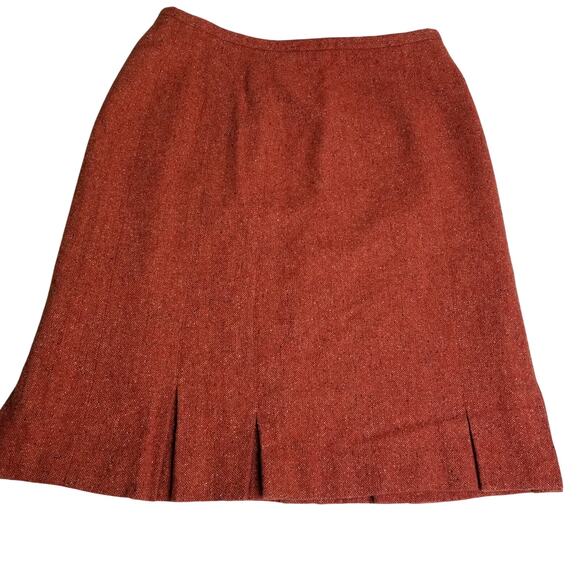 Talbots Red Italian Wool Silk Blend Midi Lined Pleated Hem Excellent! Size 8 P - Picture 1 of 7